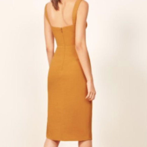 NWT Reformation Christina Dress | Side Slit | Yellow | Size 12 - Picture 3 of 10